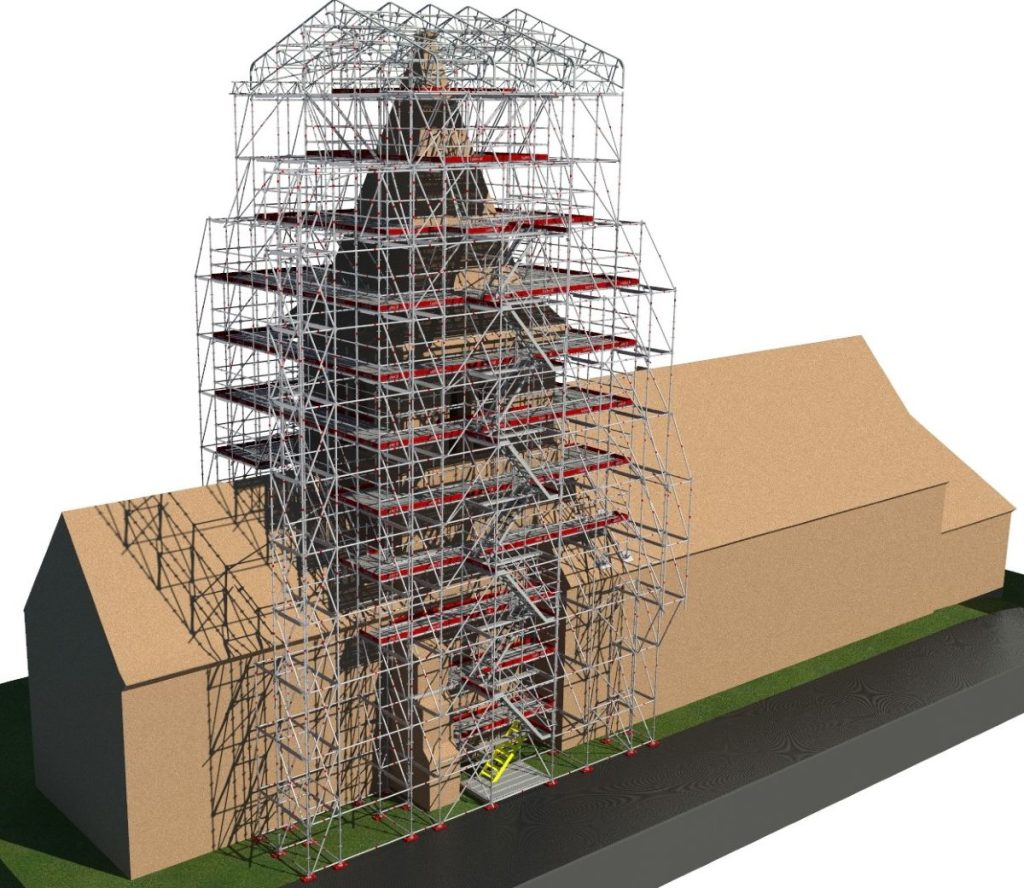 études echafaudage clocher rogny les sept ecluses